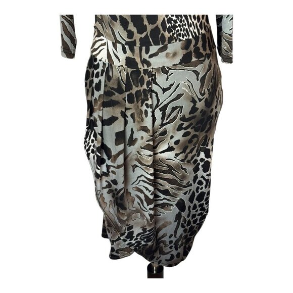 Giorgio Armani Dress Women XS Silver Black Jersey Knit Leopard Animal Print Mini - Picture 6 of 9